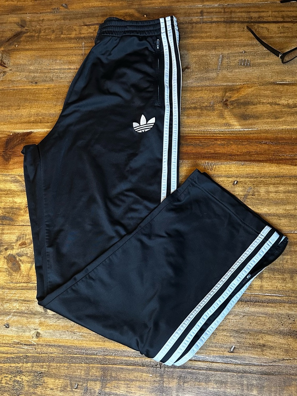 adidas Black Track Pants with White Triple Stripe